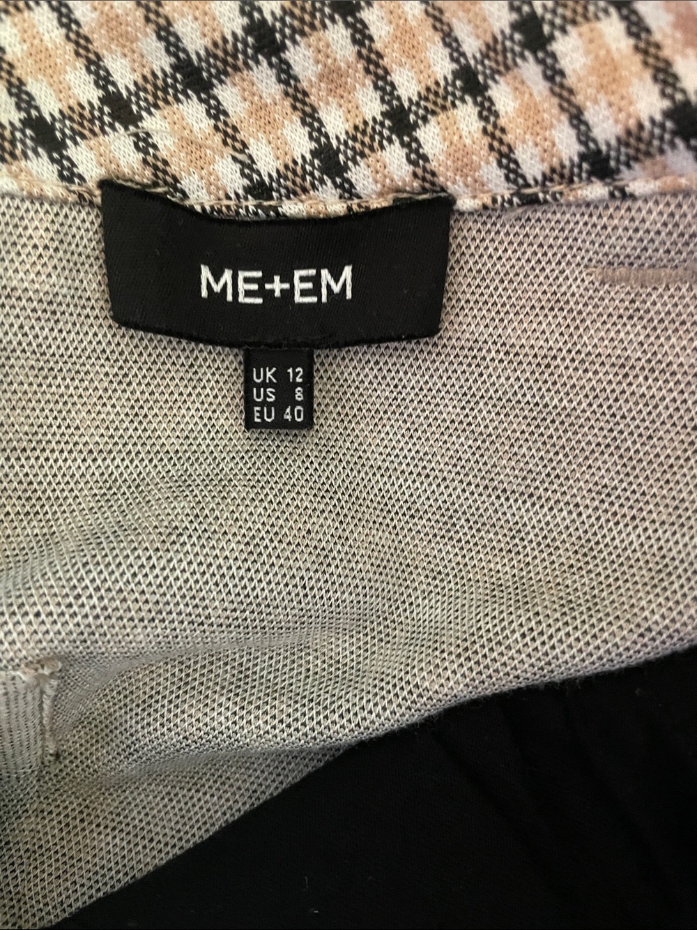 ME+EM Beige and Black Checked Midi Skirt with Front Buttons - Picture 3 of 3